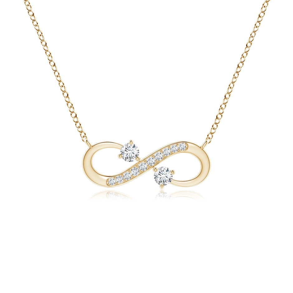 2.8mm GVS2 Sideways Infinity Two Stone Diamond Necklace in Yellow Gold 