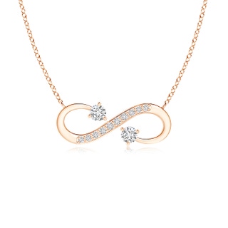 2.8mm HSI2 Sideways Infinity Two Stone Diamond Necklace in 9K Rose Gold