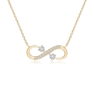 2.8mm HSI2 Sideways Infinity Two Stone Diamond Necklace in Yellow Gold