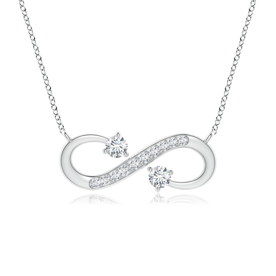 3.5mm GVS2 Sideways Infinity Two Stone Diamond Necklace in White Gold 