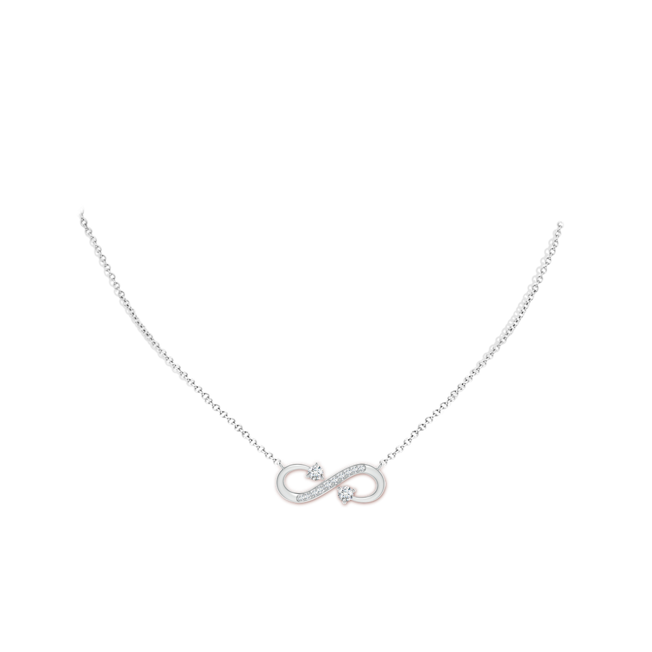 3.5mm GVS2 Sideways Infinity Two Stone Diamond Necklace in White Gold body-neck