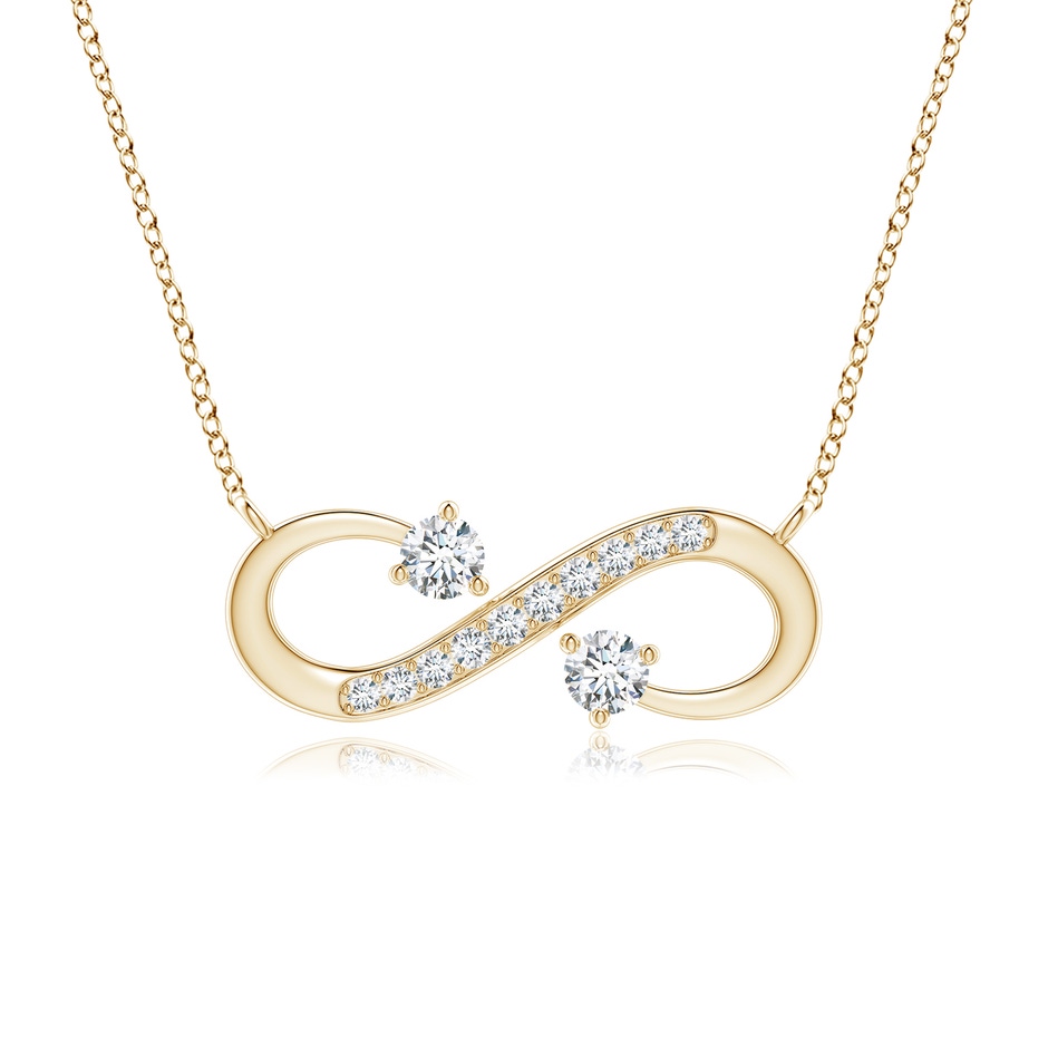 3.5mm GVS2 Sideways Infinity Two Stone Diamond Necklace in Yellow Gold 