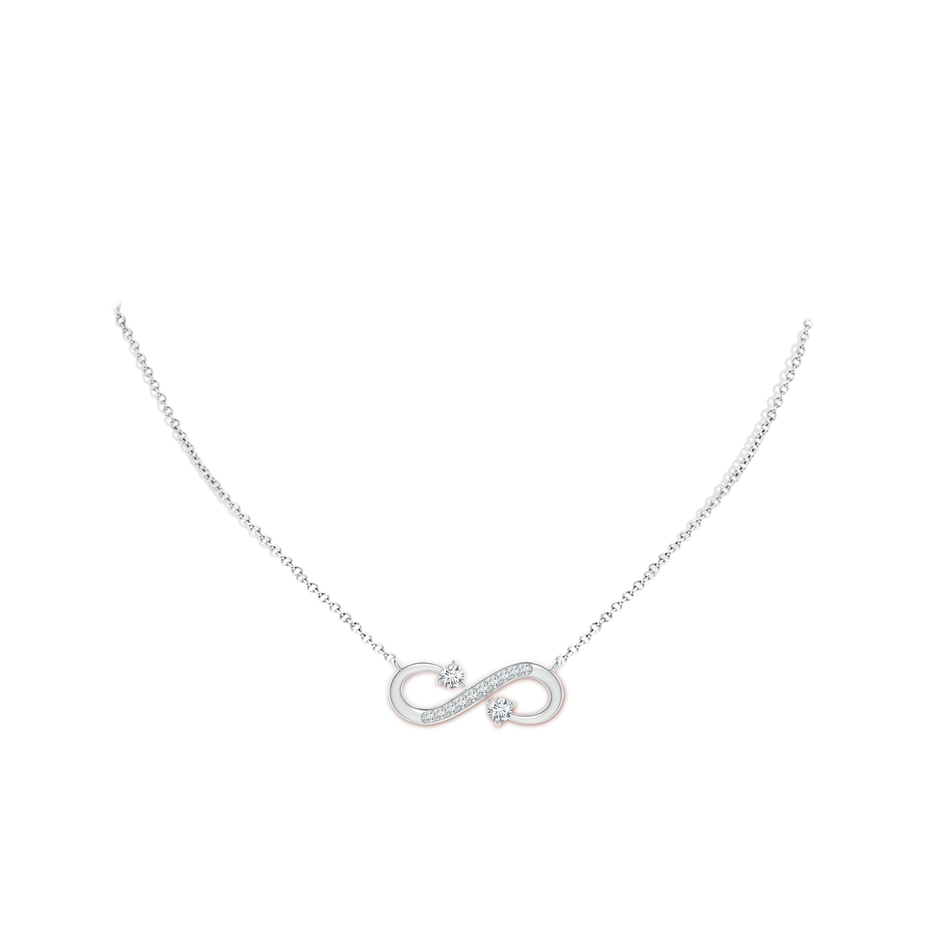 3.8mm GVS2 Sideways Infinity Two Stone Diamond Necklace in P950 Platinum body-neck