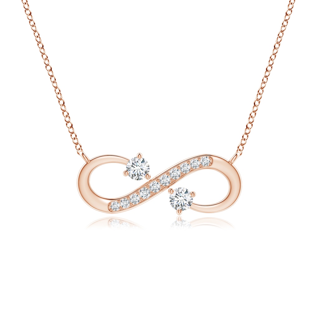 3mm GVS2 Sideways Infinity Two Stone Diamond Necklace in Rose Gold 