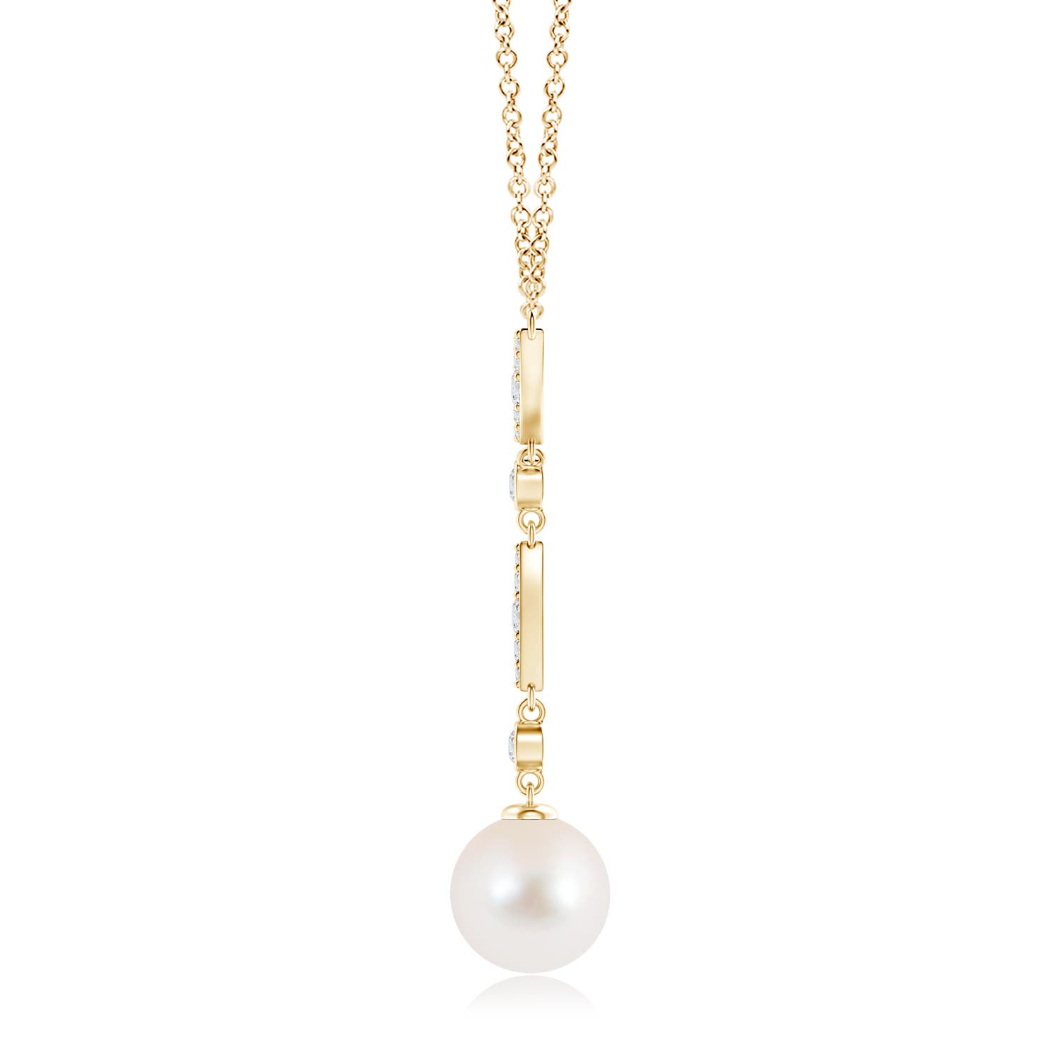 Freshwater Pearl Lariat Style Necklace with Diamonds | Angara