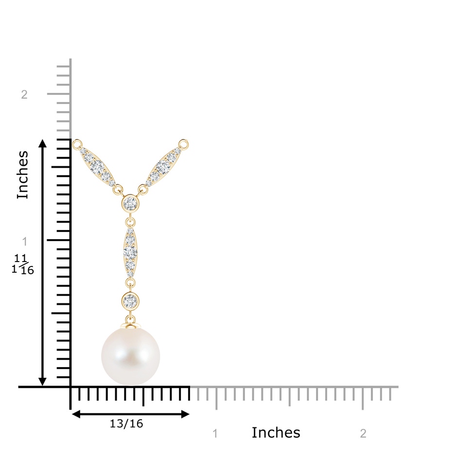 10mm AAA Freshwater Pearl Lariat Style Necklace with Diamonds in Yellow Gold product image