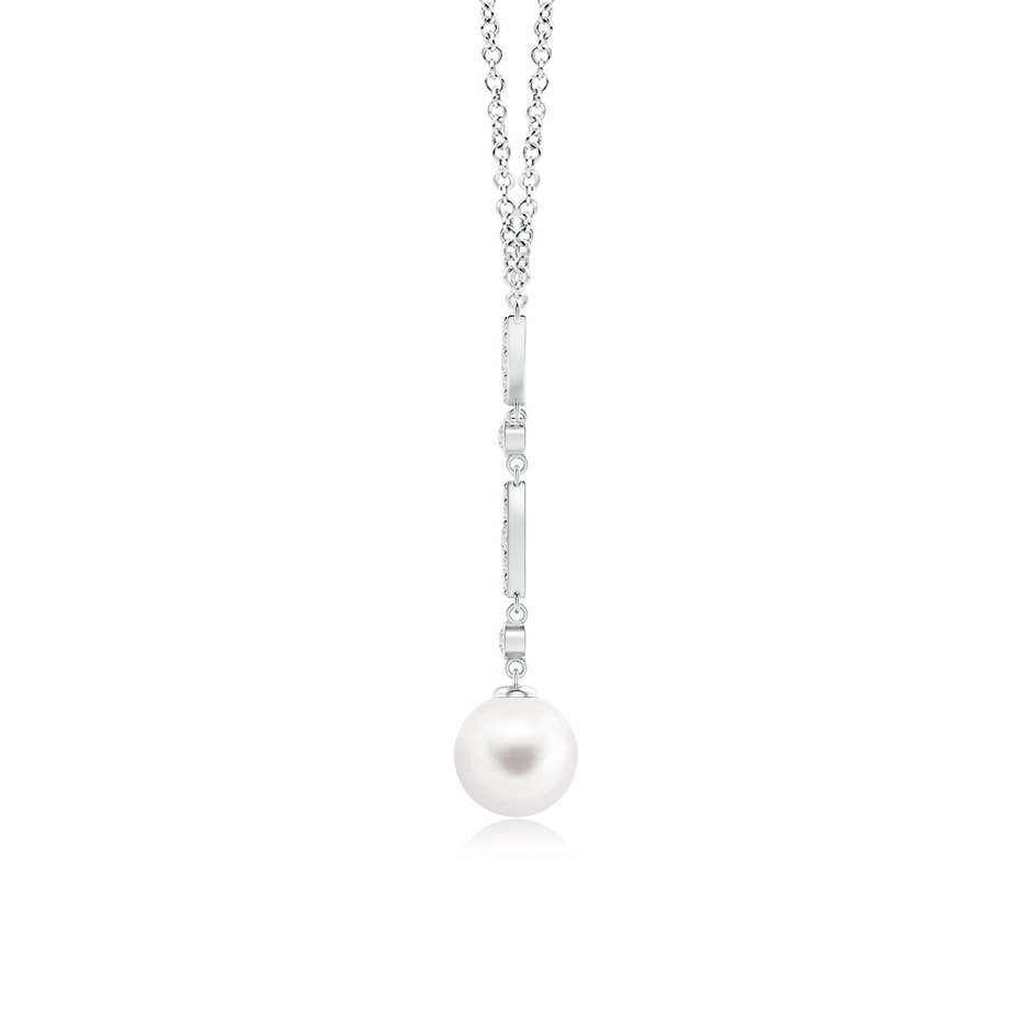 8mm AA Freshwater Pearl Lariat Style Necklace with Diamonds in 10K White Gold side 199