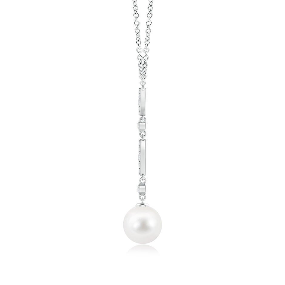 9mm AA Freshwater Pearl Lariat Style Necklace with Diamonds in S999 Silver side 199
