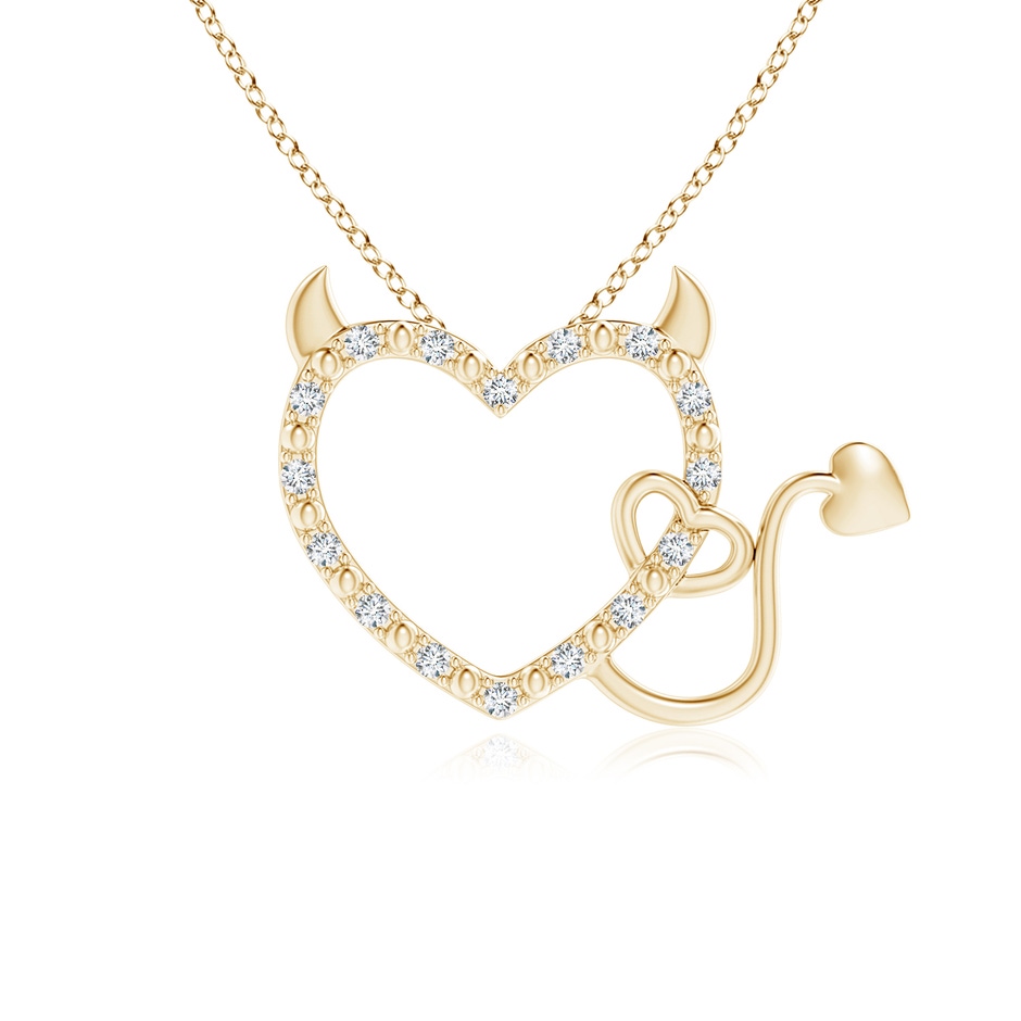 1mm GVS2 Diamond Devil Heart Pendant in 18K Yellow Gold 