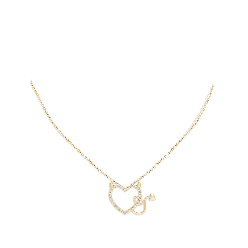1mm GVS2 Diamond Devil Heart Pendant in 18K Yellow Gold