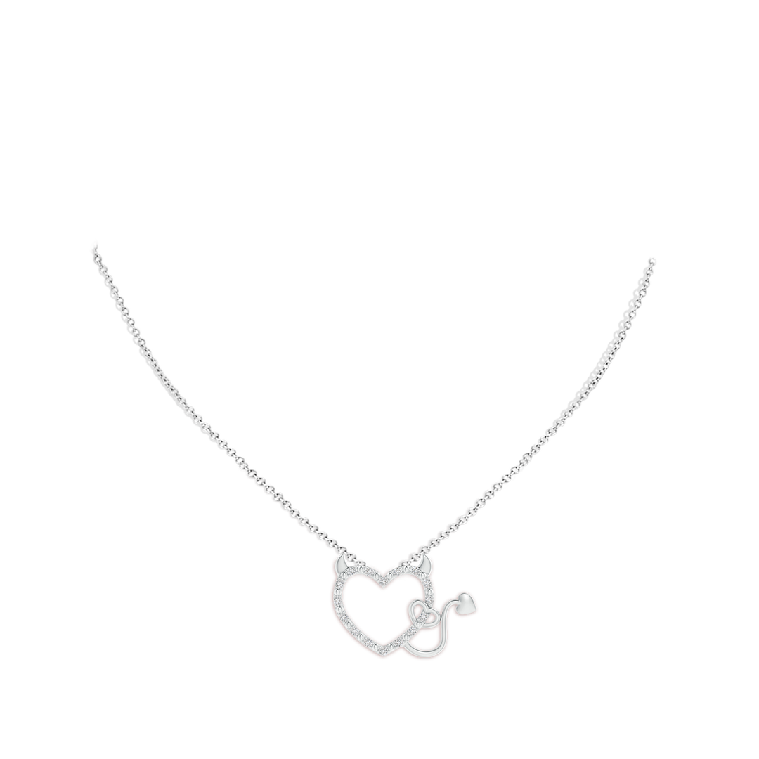 1mm HSI2 Diamond Devil Heart Pendant in White Gold