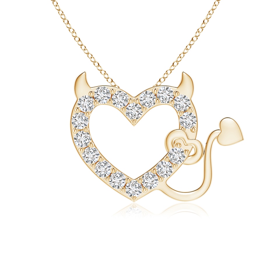 2.4mm HSI2 Diamond Devil Heart Pendant in Yellow Gold 