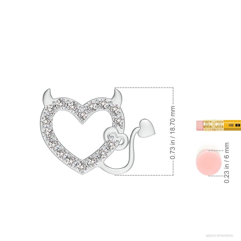 2.4mm IJI1I2 Diamond Devil Heart Pendant in P950 Platinum ruler