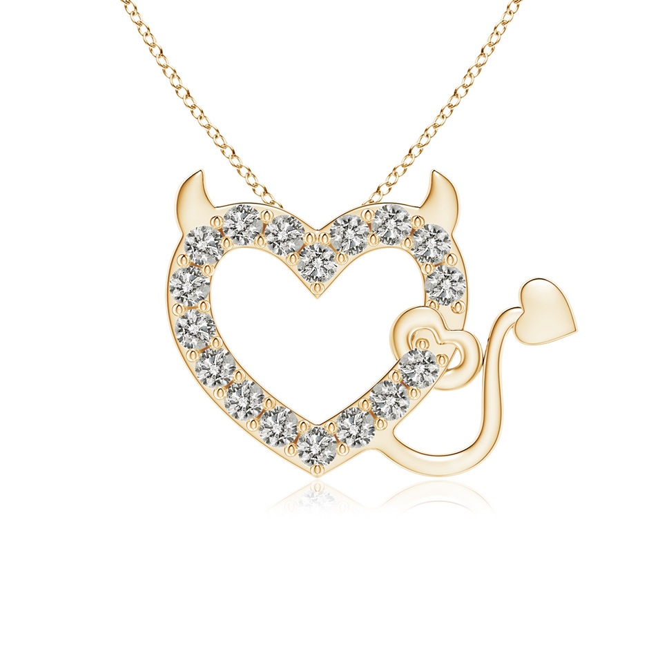 2.4mm KI3 Diamond Devil Heart Pendant in Yellow Gold 
