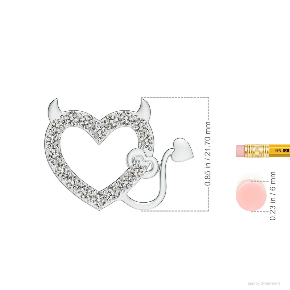 2.85mm KI3 Diamond Devil Heart Pendant in P950 Platinum ruler