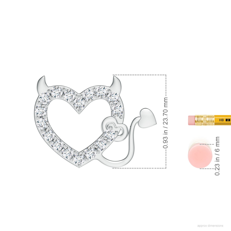 3.1mm GVS2 Diamond Devil Heart Pendant in P950 Platinum ruler