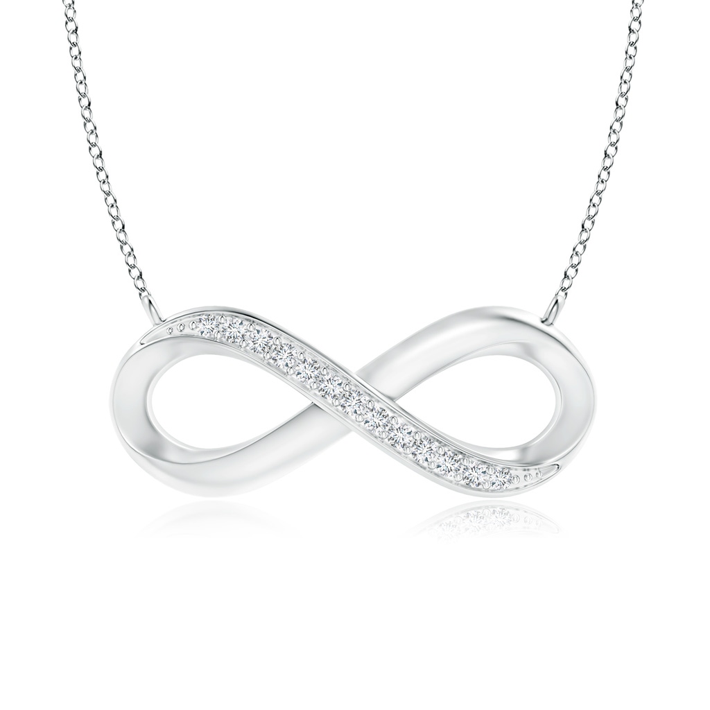 1mm GVS2 Sideways Pave-Set Diamond Infinity Necklace in 10K White Gold