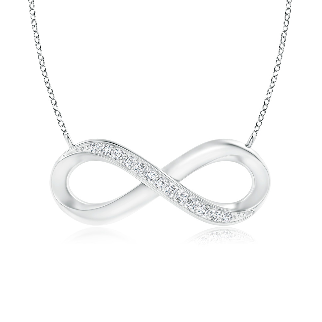 1mm GVS2 Sideways Pave-Set Diamond Infinity Necklace in 18K White Gold