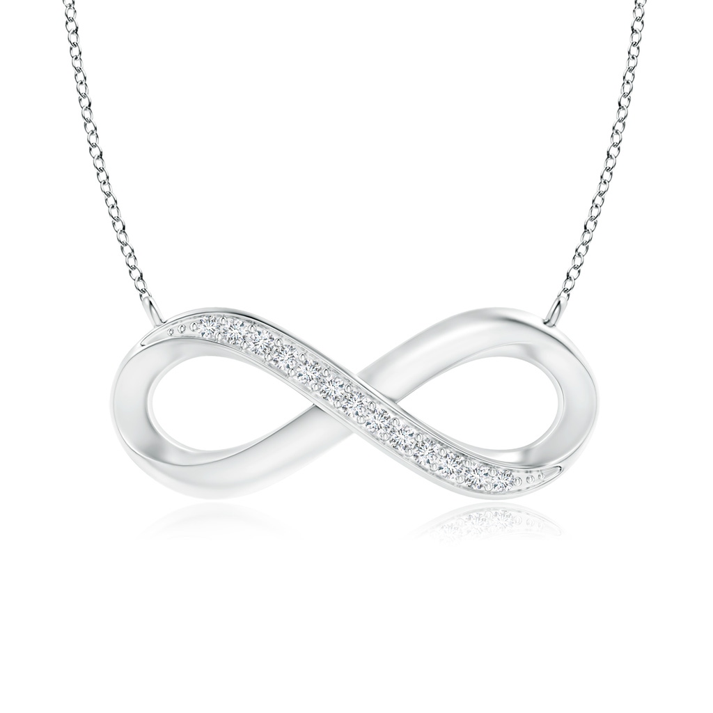 1mm GVS2 Sideways Pave-Set Diamond Infinity Necklace in S999 Silver