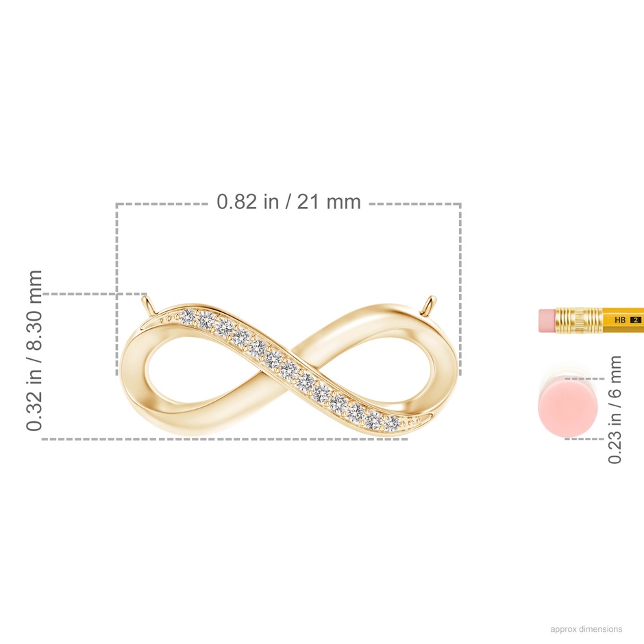 1mm IJI1I2 Sideways Pave-Set Diamond Infinity Necklace in Yellow Gold ruler