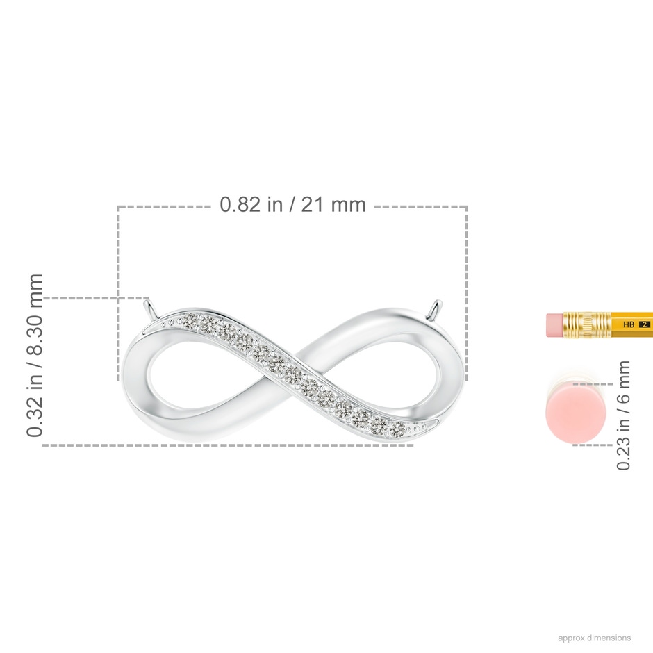 1mm KI3 Sideways Pave-Set Diamond Infinity Necklace in 18K White Gold ruler