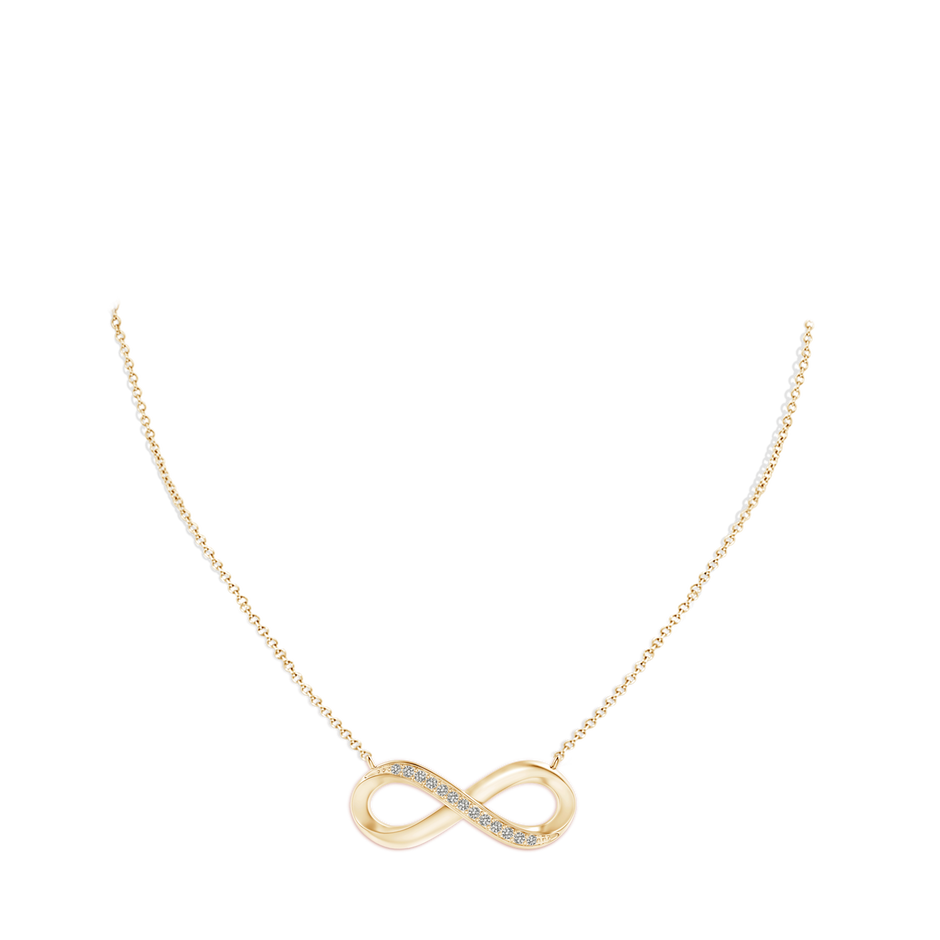 1mm KI3 Sideways Pave-Set Diamond Infinity Necklace in Yellow Gold pen