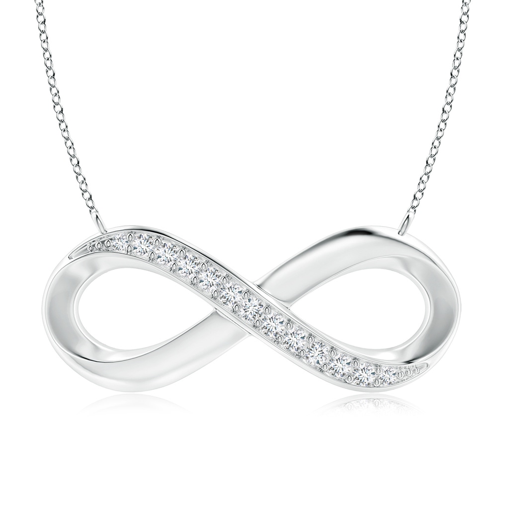 2.4mm GVS2 Sideways Pave-Set Diamond Infinity Necklace in S999 Silver 