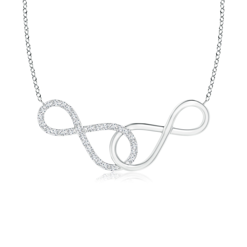 0.9mm GVS2 Interlocking Diamond Sideways Infinity Necklace in 18K White Gold 