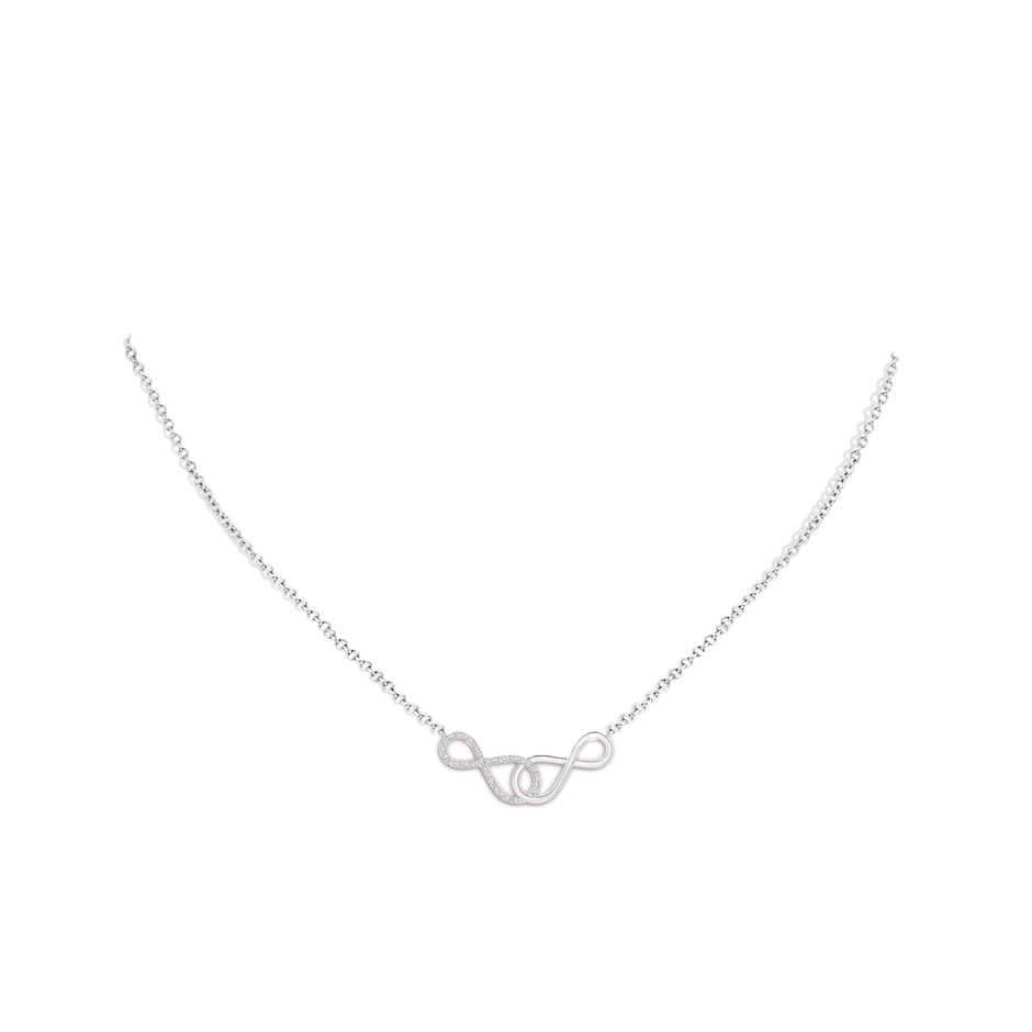 0.9mm GVS2 Interlocking Diamond Sideways Infinity Necklace in 18K White Gold pen