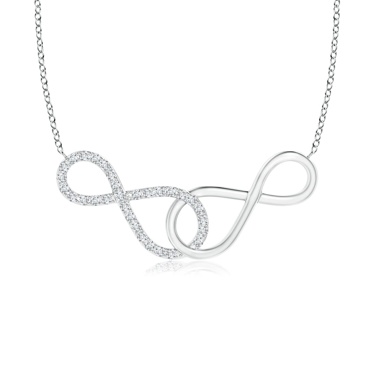 Black Diamond Accent Sideways Infinity Necklace in Sterling Silver - 16