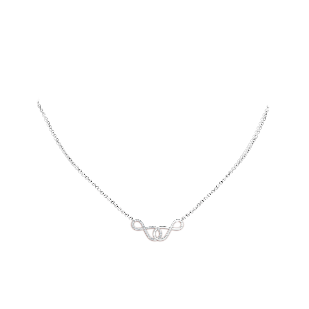 0.9mm GVS2 Interlocking Diamond Sideways Infinity Necklace in White Gold Body-Neck
