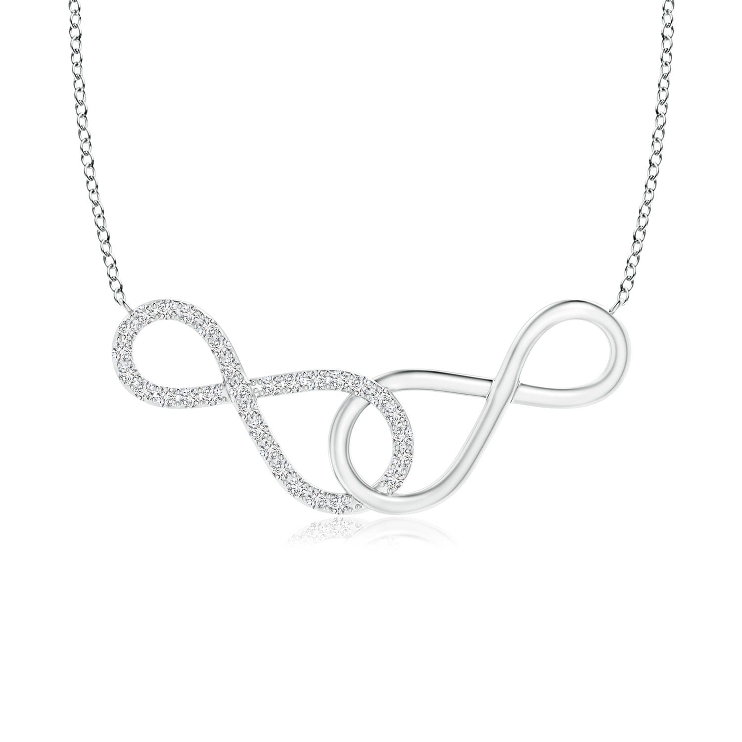 0.9mm HSI2 Interlocking Diamond Sideways Infinity Necklace in 18CT White Gold