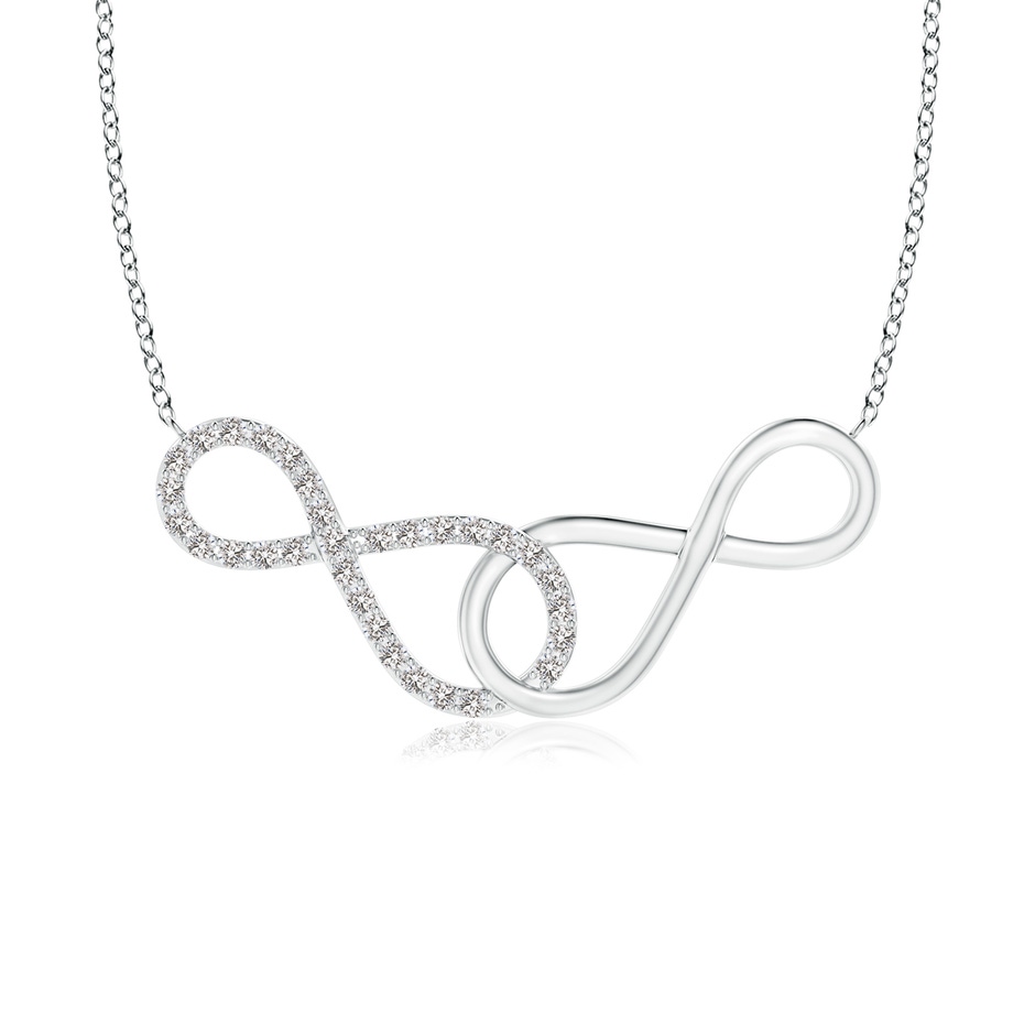 0.9mm IJI1I2 Interlocking Diamond Sideways Infinity Necklace in 18K White Gold 