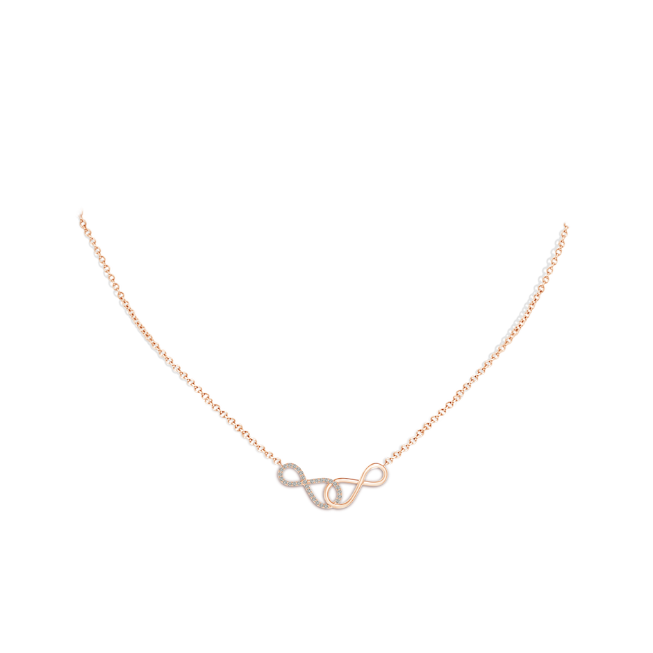 0.9mm KI3 Interlocking Diamond Sideways Infinity Necklace in 18K Rose Gold pen