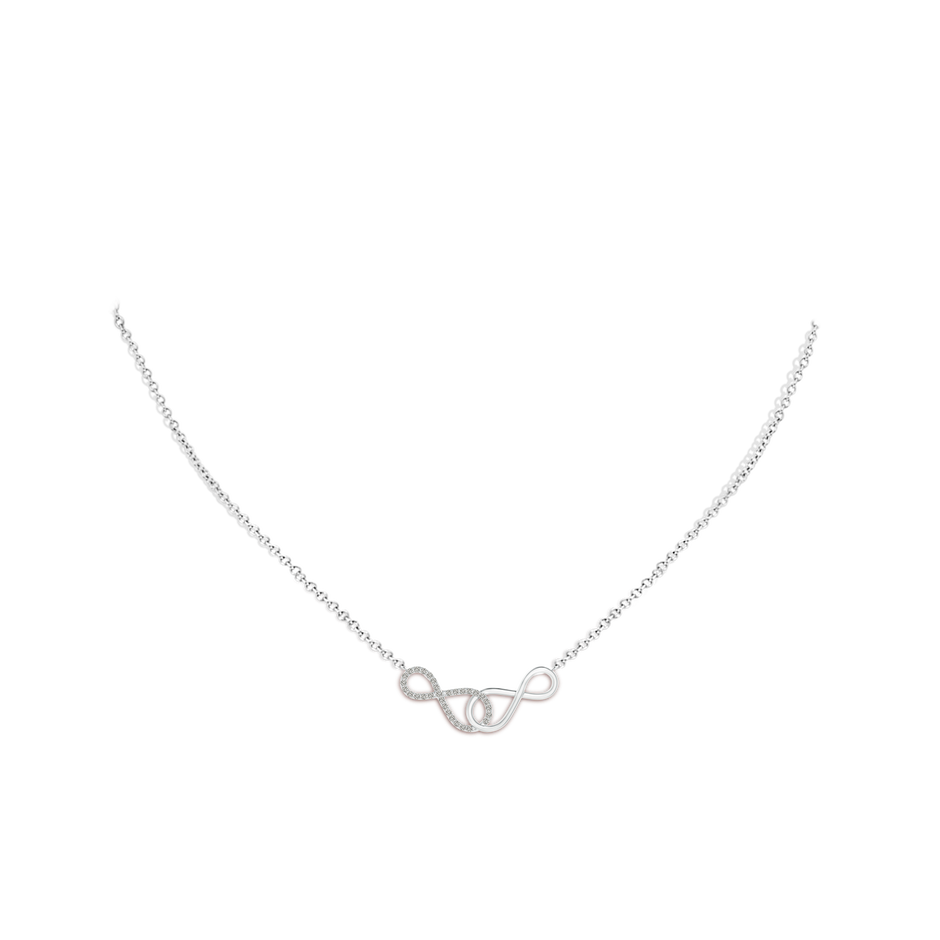 0.9mm KI3 Interlocking Diamond Sideways Infinity Necklace in S999 Silver pen