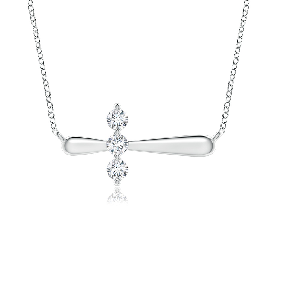 2.8mm GVS2 Diamond Sideways Cross Necklace in S999 Silver 