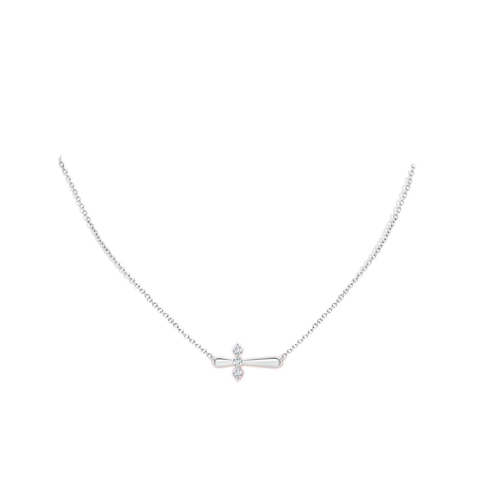 2.8mm GVS2 Diamond Sideways Cross Necklace in S999 Silver pen