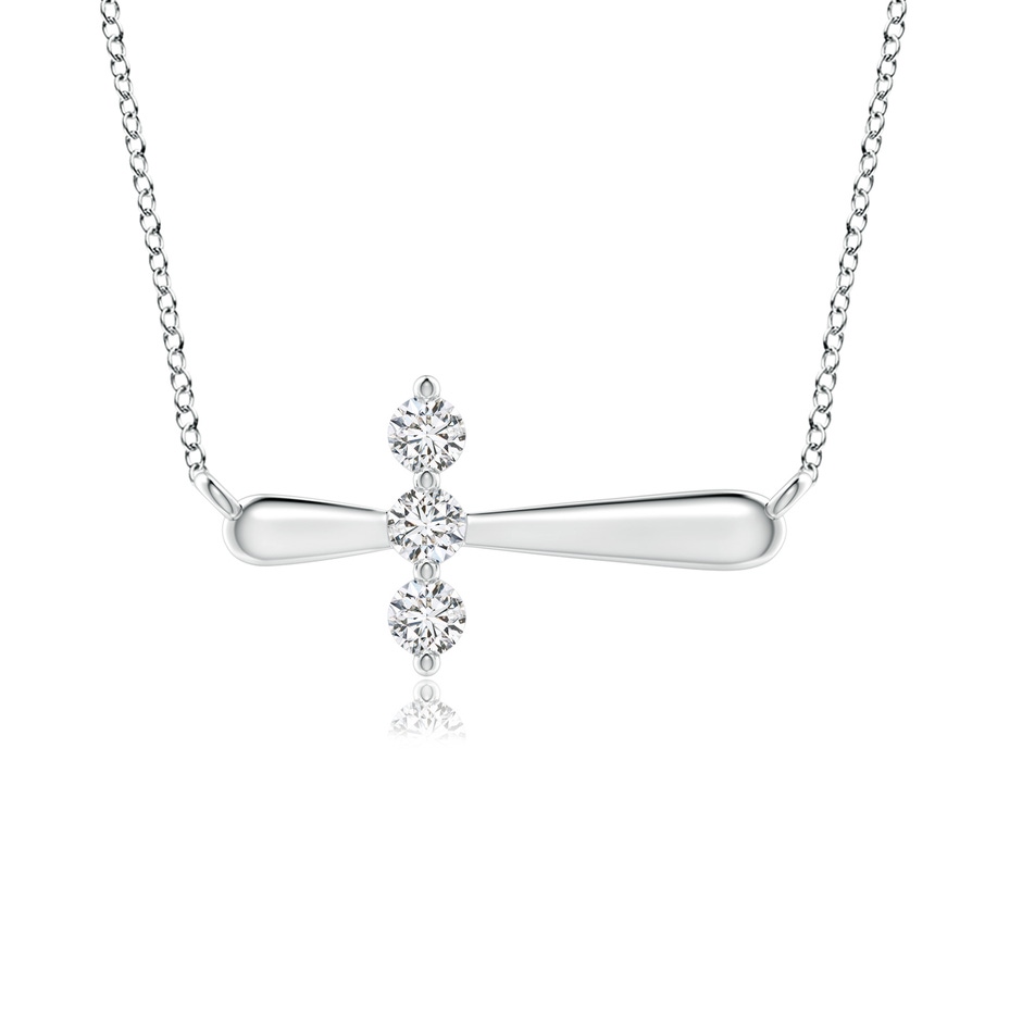 2.8mm HSI2 Diamond Sideways Cross Necklace in S999 Silver 