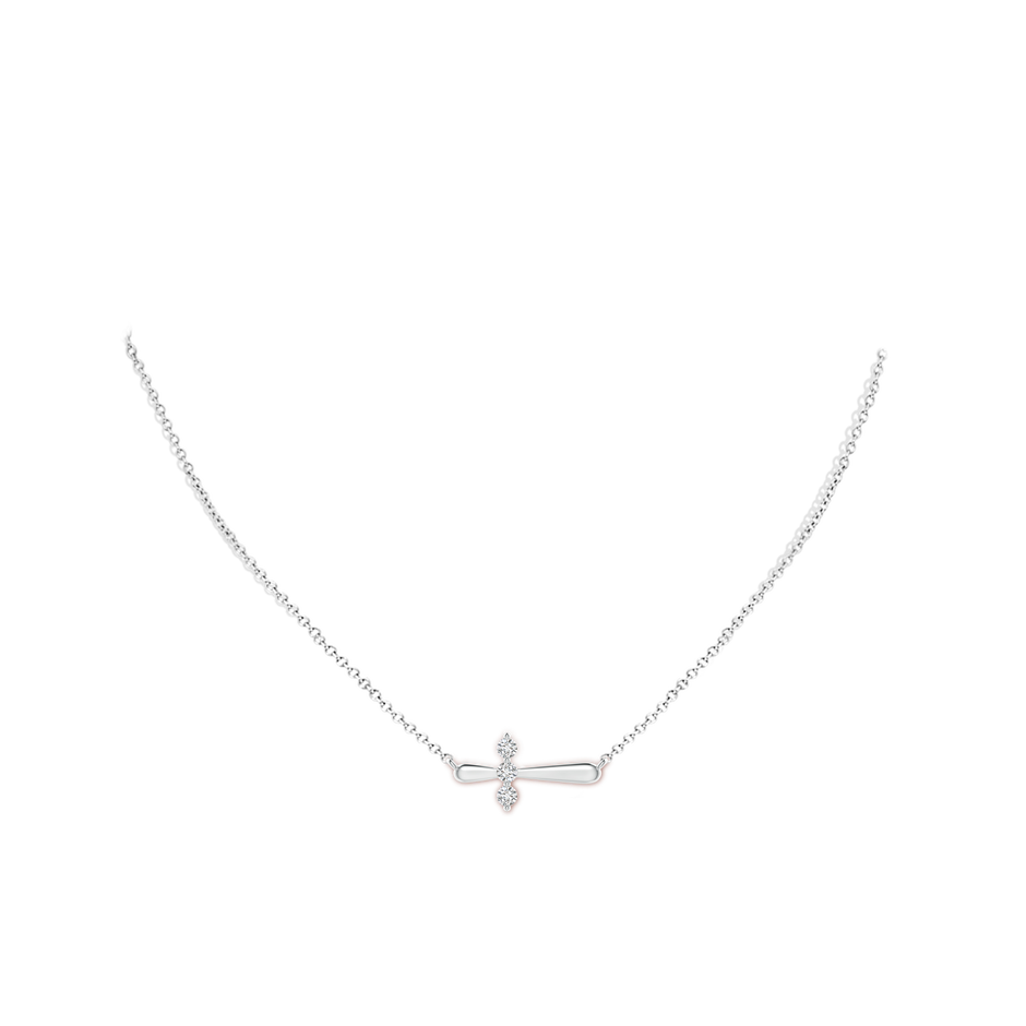 2.8mm HSI2 Diamond Sideways Cross Necklace in S999 Silver pen