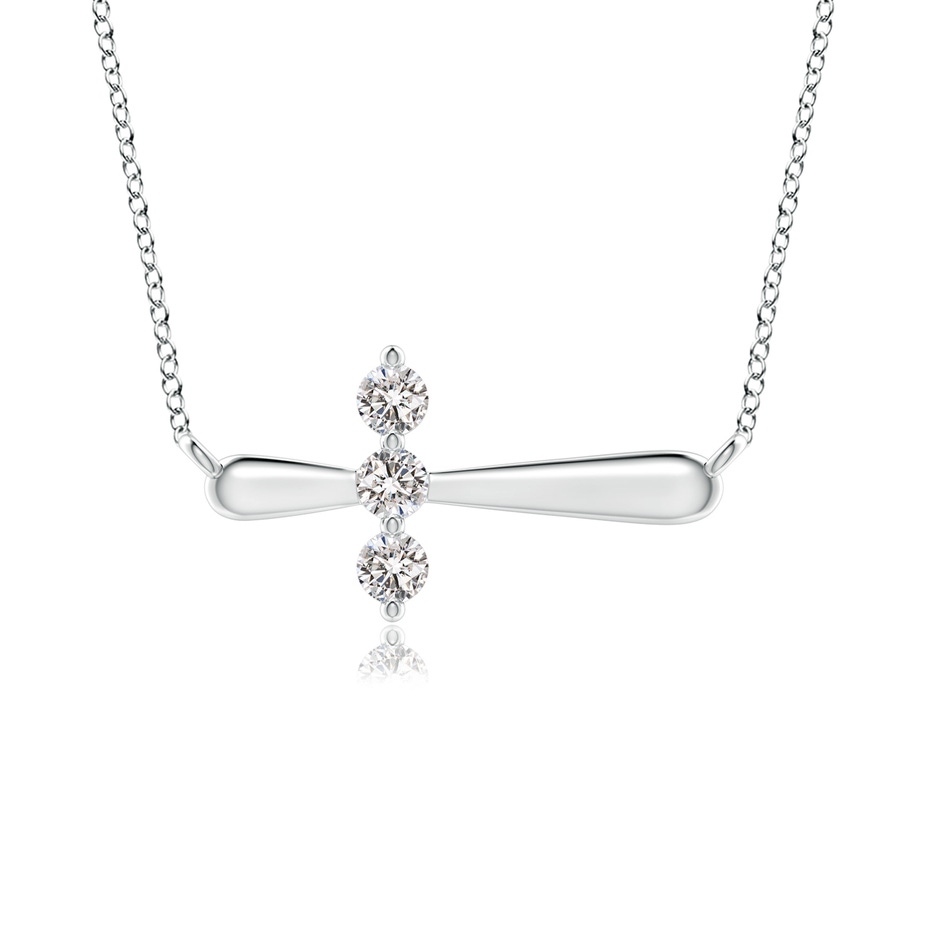 2.8mm IJI1I2 Diamond Sideways Cross Necklace in S999 Silver 