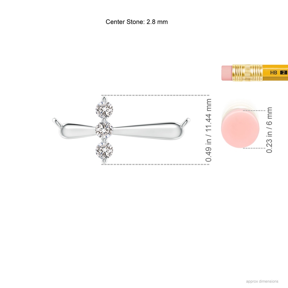 2.8mm IJI1I2 Diamond Sideways Cross Necklace in S999 Silver ruler