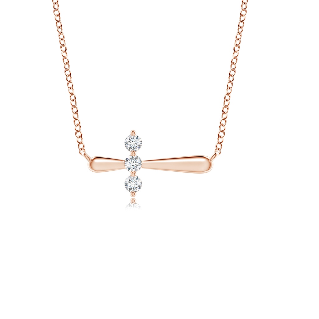 2mm GVS2 Diamond Sideways Cross Necklace in Rose Gold