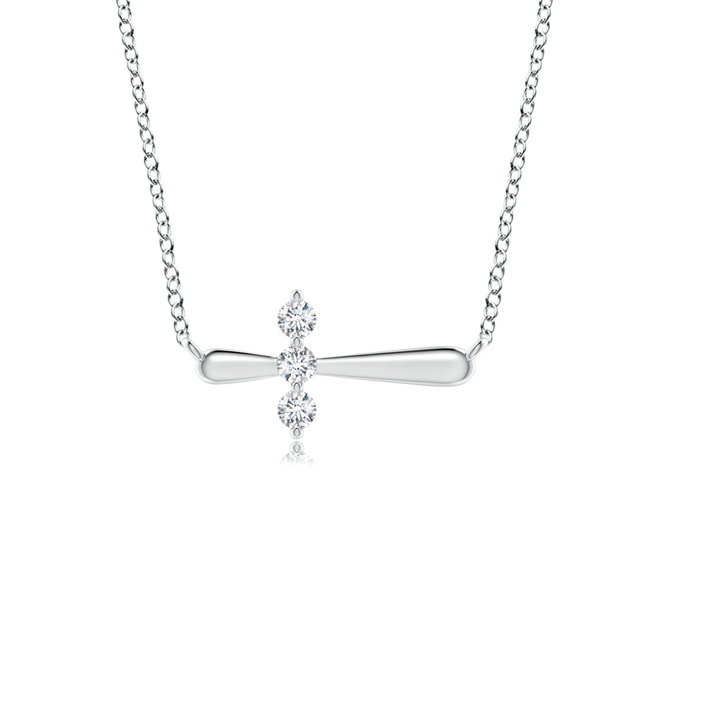 2mm GVS2 Diamond Sideways Cross Necklace in S999 Silver