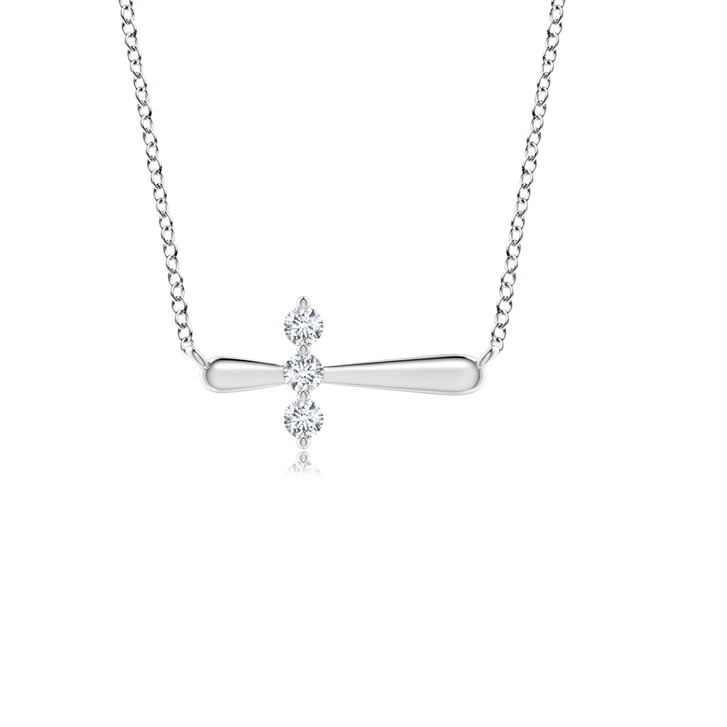 2mm GVS2 Diamond Sideways Cross Necklace in White Gold