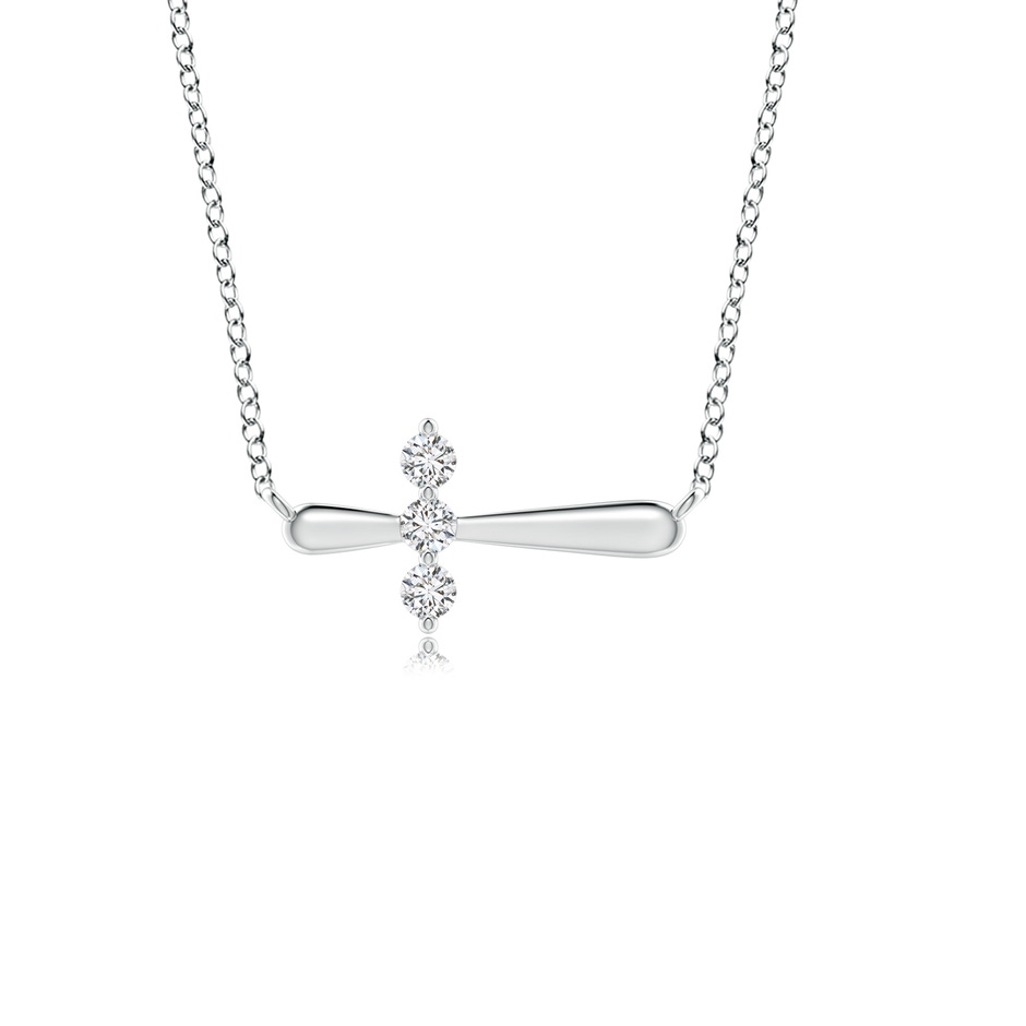 2mm HSI2 Diamond Sideways Cross Necklace in S999 Silver 