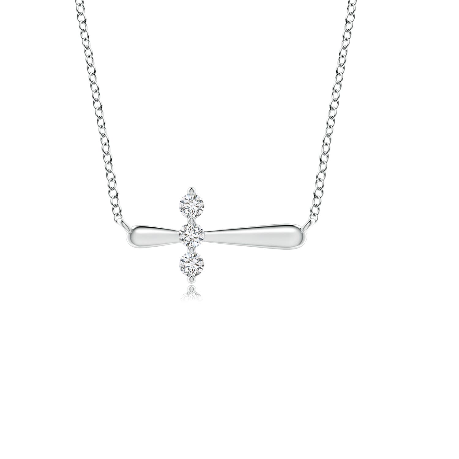 Quality Gold 14k White Gold Diamond Sideways Cross 18in Necklace  PM4693-005-WA - Bacon Jewelers