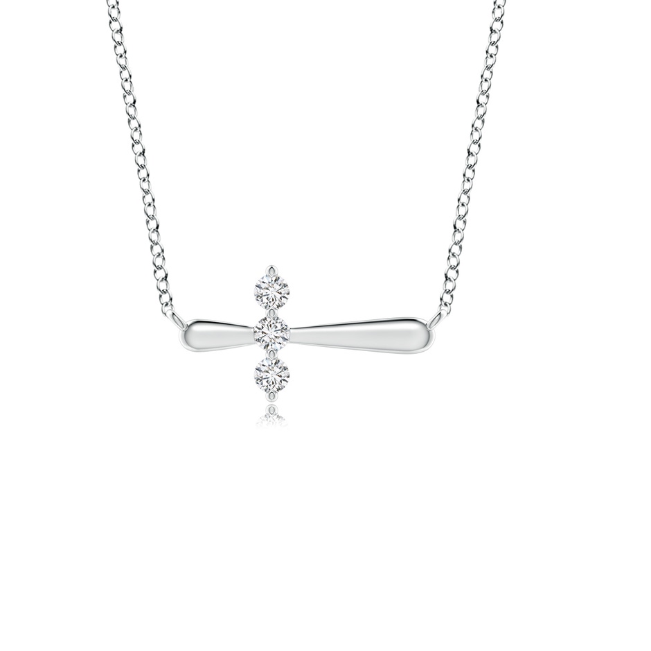 2mm HSI2 Diamond Sideways Cross Necklace in White Gold 