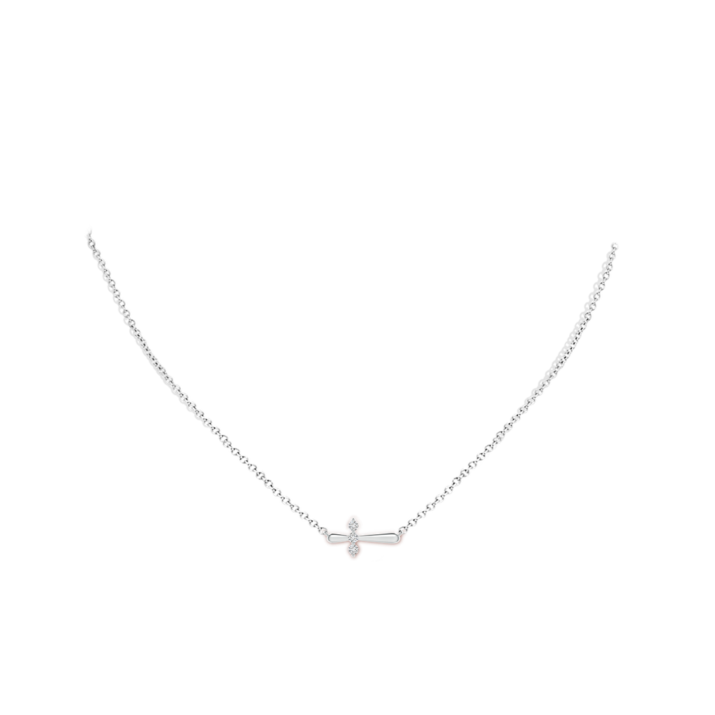 2mm HSI2 Diamond Sideways Cross Necklace in White Gold pen