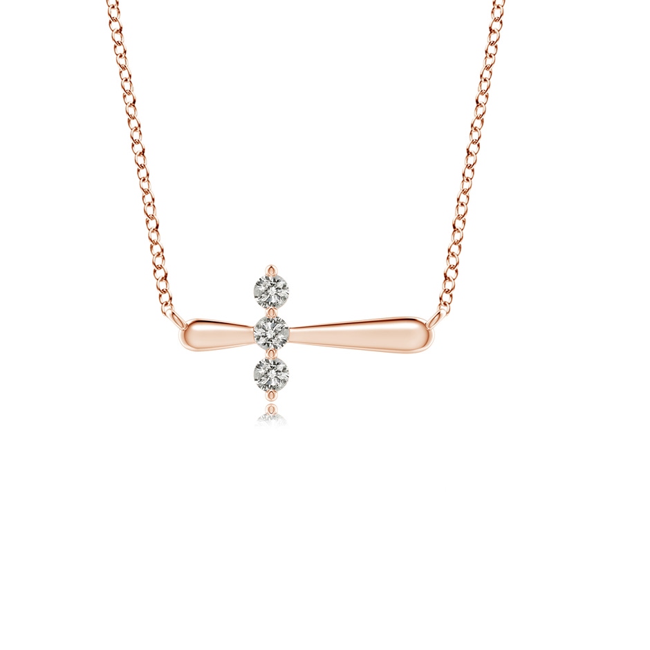 2mm KI3 Diamond Sideways Cross Necklace in 9K Rose Gold 