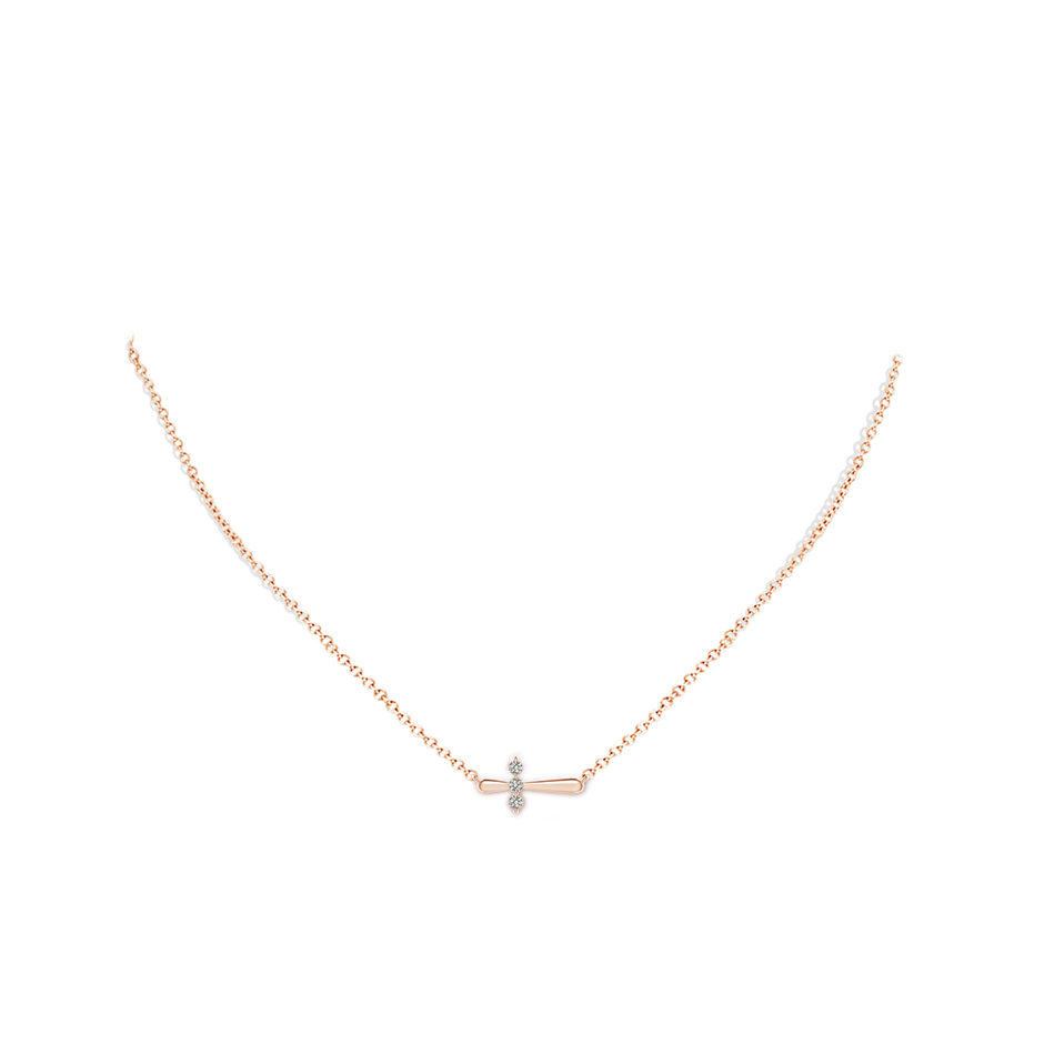 2mm KI3 Diamond Sideways Cross Necklace in 9K Rose Gold pen